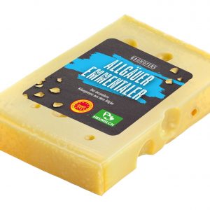 Artikel-Nr. 1923<br>ALLGÄUER EMMENTALER g.U., Hartkäse aus Deutschland, ca. 250 g