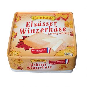 Artikel-Nr. 2746<br>ELSÄSSER WINZERKÄSE CARRE, Weichkäse aus Frankreich, 220 g