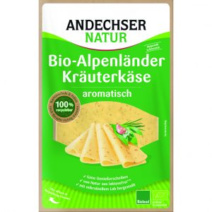 Artikel-Nr. 3744<br>BIO ALPENLÄNDER BUTTERKÄSE KRÄUTER, Halbfester Schnittkäse aus Österreich, 150 g