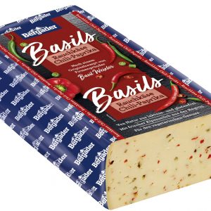 Artikel-Nr. 0337<br>BASILS RAUCHKÄSE CHILI-PAPRIKA BROT, Schnittkäsezubereitung aus Deutschland, <br>1,7 kg