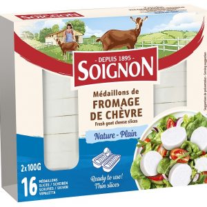 Artikel-Nr. 2915<br>ZIEGENFRISCHKÄSE MEDAILLONS NATUR SOIGNON, Ziegenfrischkäse aus Frankreich, 200 g