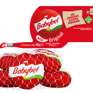 Artikel-Nr. 2561<br>MINI BABYBEL NETZ, Halbfester Schnittkäse aus Deutschland, 100 g
